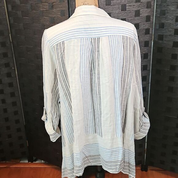 Jones New York Striped Linen Blend Top Size XL - Picture 5 of 10